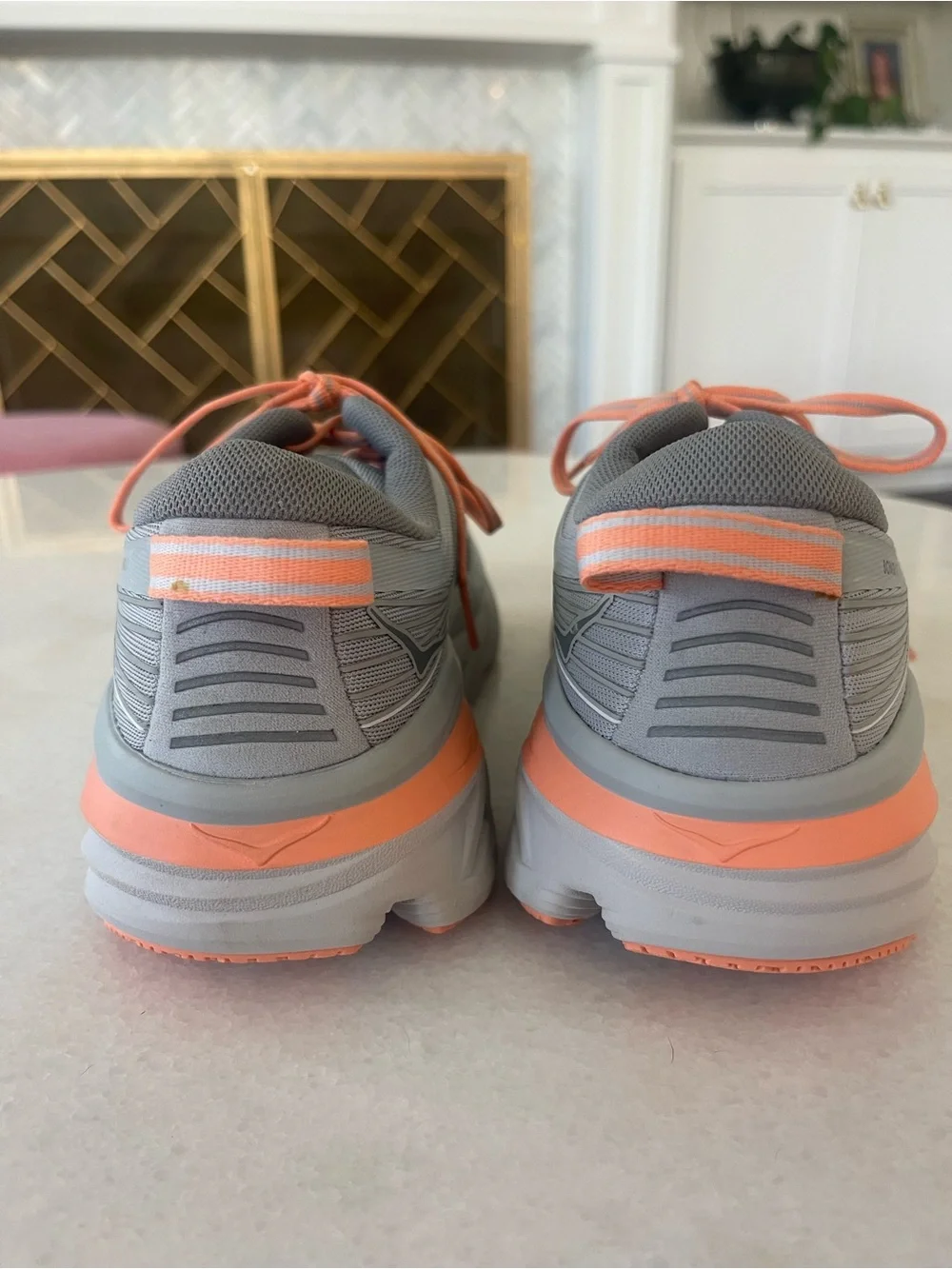 Hoka Bondi 7 Harbor Mist Sharkskin Running Shoes Sneakers 8.5